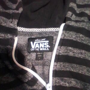 Vans Black and Gray Striped Hoodie